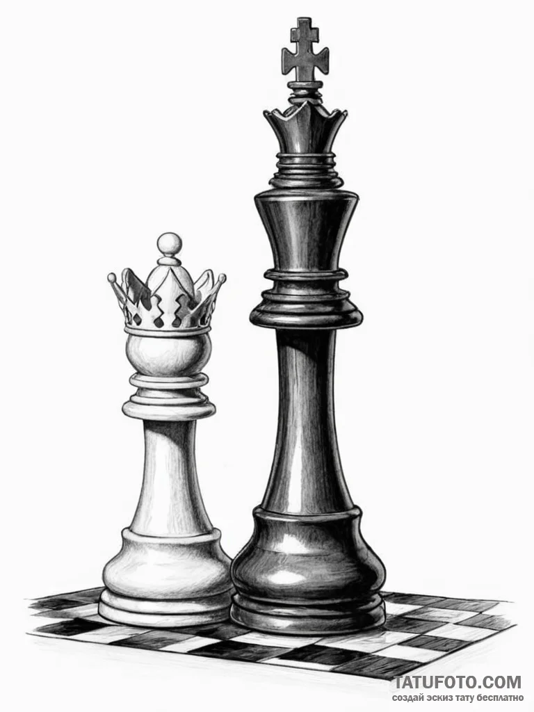 A single, powerful chess piece, a pawn, reach... - эскиз тату (№1752100625_0, 09.07.2025 22:37) — Tatufoto.com