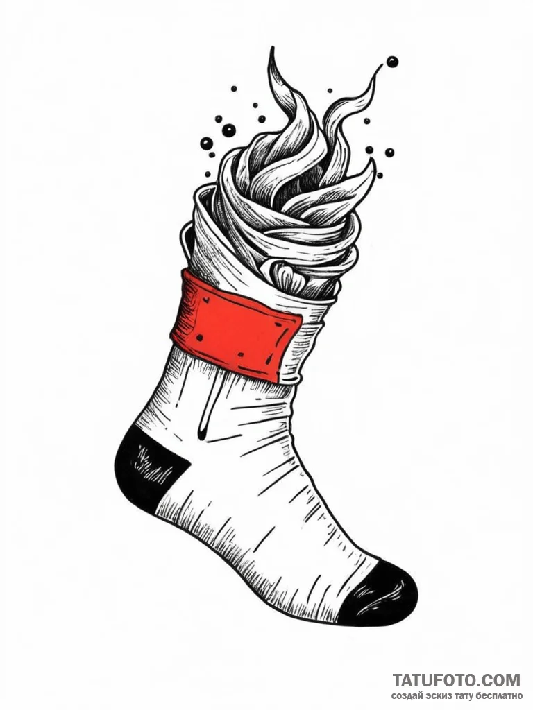 A single, lonely sock, concept art for tattoo... - эскиз тату (№1752101083_0, 09.07.2025 22:44) — Tatufoto.com