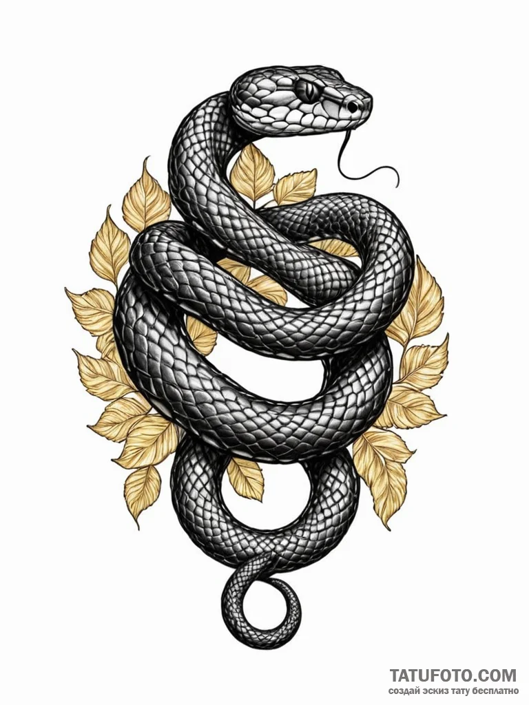A beautiful, but venomous snake, its scales a… — эскиз тату (№1752101250_0, 09.07.2025 22:47) — Tatufoto.com