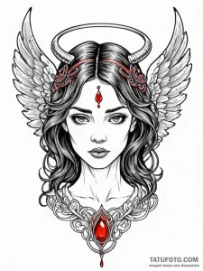 A quote "a little bit of devil in her angel e... - эскиз тату (№1752101918_0, 09.07.2025 22:58) — Tatufoto.com