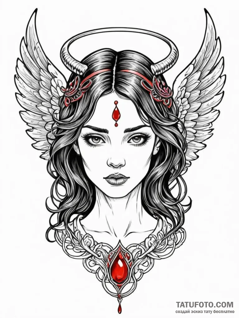 A quote "a little bit of devil in her angel e... - эскиз тату (№1752101918_0, 09.07.2025 22:58) — Tatufoto.com