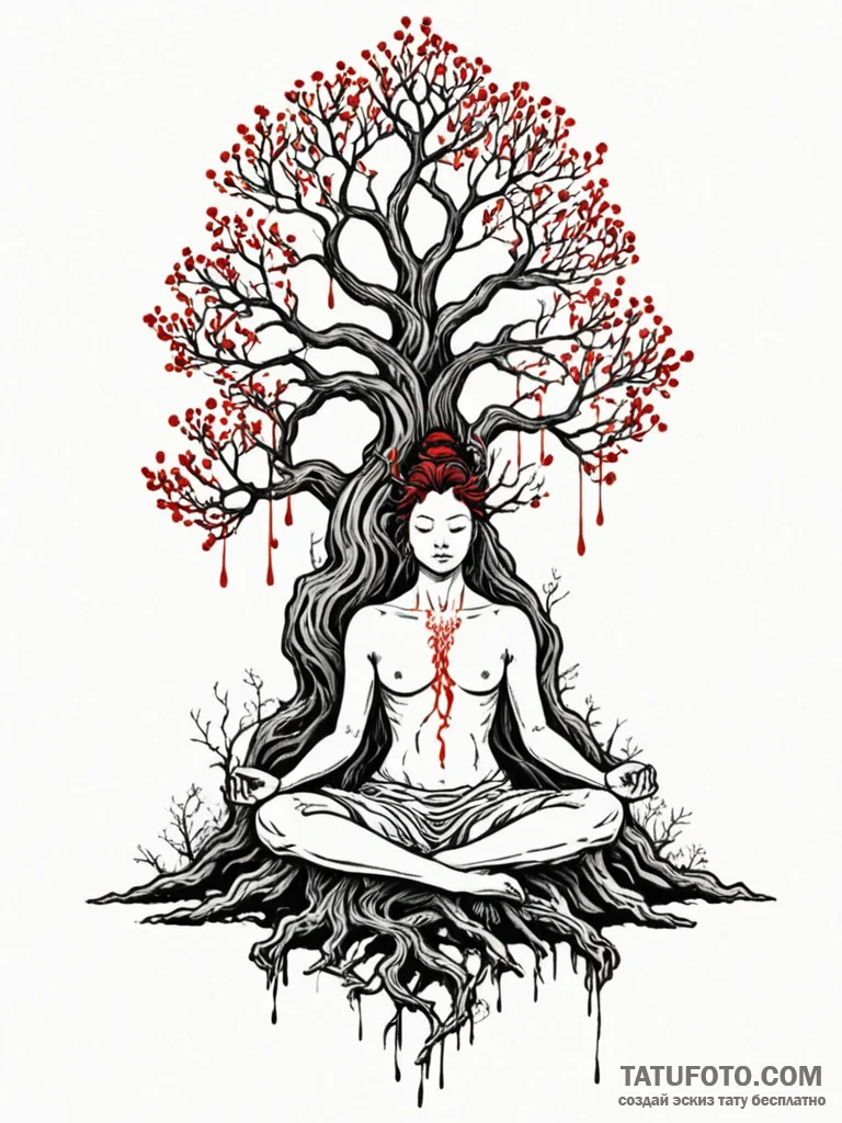 A person, meditating, their body dissolving i... - эскиз тату (№1752102002_0, 09.07.2025 23:00) — Tatufoto.com