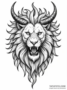 A mythological manticore, with a lion's body,... - эскиз тату (№1752102085_0, 09.07.2025 23:01) — Tatufoto.com