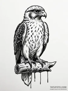 A powerful falcon, perched on a gauntlet, its... - эскиз тату (№1752102168_0, 09.07.2025 23:02) — Tatufoto.com
