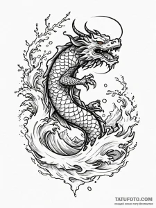 A single, powerful wave, cresting and crashin... - эскиз тату (№1752102251_0, 09.07.2025 23:04) — Tatufoto.com