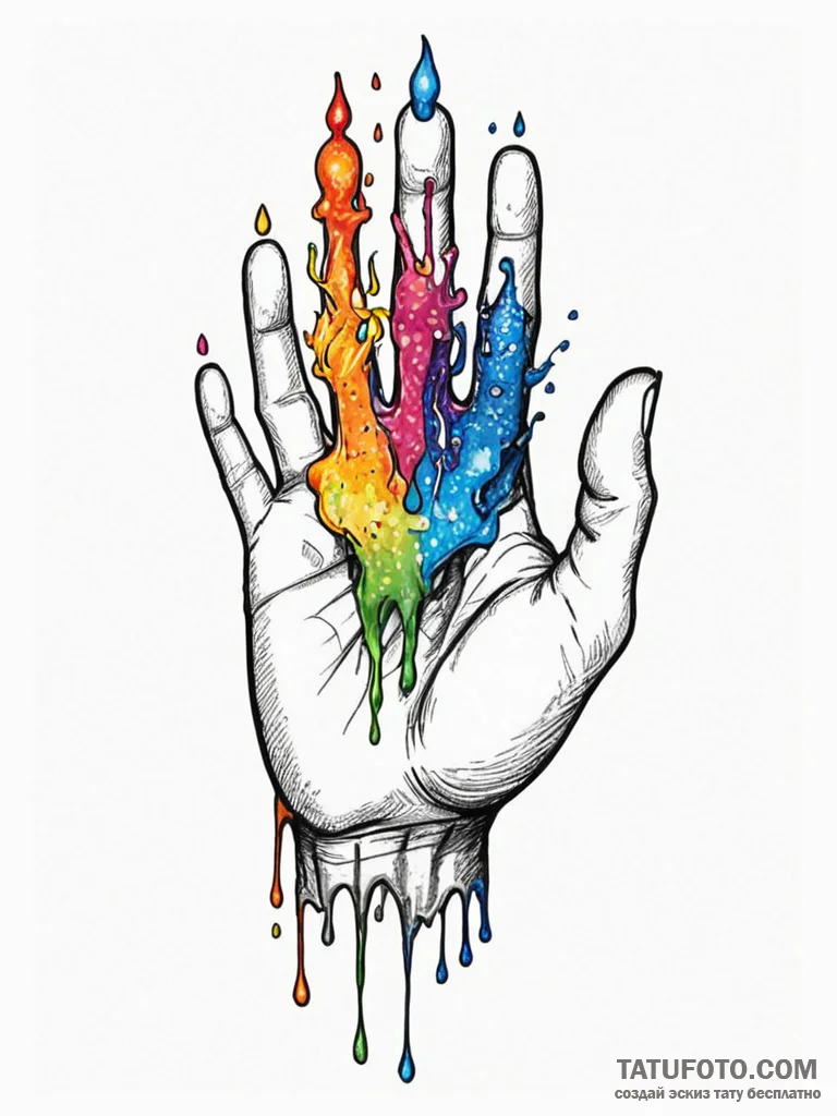 A human hand, offering the last drop of water... - эскиз тату (№1752102590_0, 09.07.2025 23:09) — Tatufoto.com