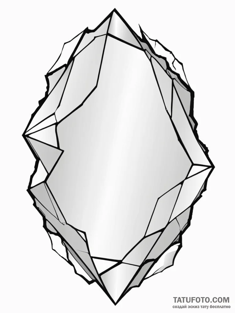 A simple drawing of a cracked mirror - эскиз тату (№1752102673_0, 09.07.2025 23:11) — Tatufoto.com