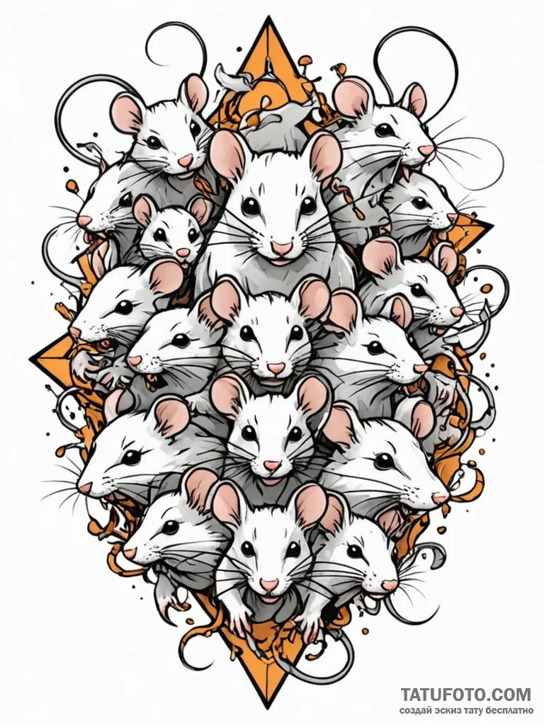 A pack of rats, swarming, a symbol of overwhe... - эскиз тату (№1752102839_0, 09.07.2025 23:13) — Tatufoto.com