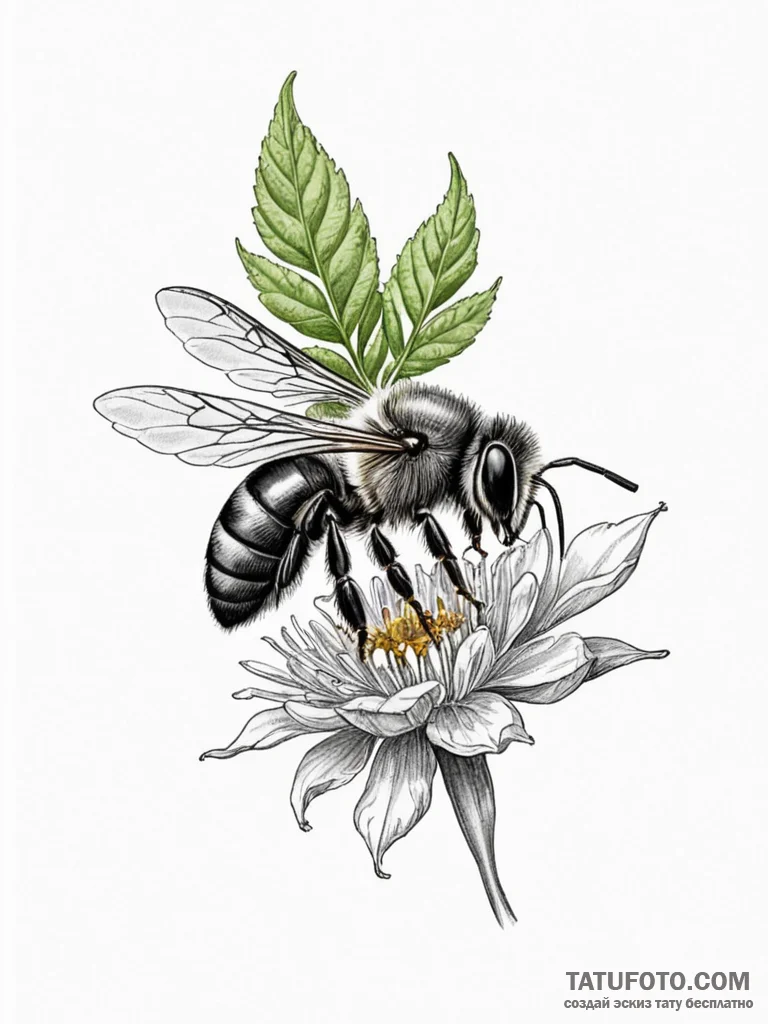 A beautiful, but strong leaf-cutter bee, carr… — эскиз тату (№1752103174_0, 09.07.2025 23:19) — Tatufoto.com