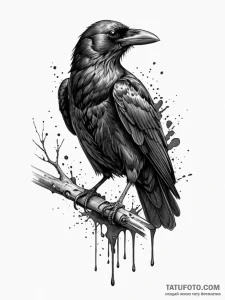 A beautiful, realistic crow, its feathers are... - эскиз тату (№1752103341_0, 09.07.2025 23:22) — Tatufoto.com