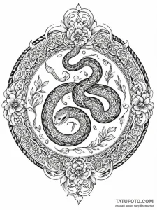 A snake, its body forming a beautiful, protec... - эскиз тату (№1752103507_0, 09.07.2025 23:25) — Tatufoto.com
