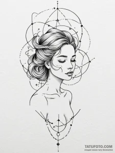 A beautiful woman whose body is made of const... - эскиз тату (№1752104761_0, 09.07.2025 23:46) — Tatufoto.com