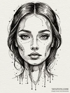 A beautiful, abstract face, created from a fe... - эскиз тату (№1752105011_0, 09.07.2025 23:50) — Tatufoto.com