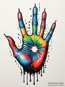 A single, bloody handprint, tattoo drawing ou... - эскиз тату (№1752105096_0, 09.07.2025 23:51) — Tatufoto.com