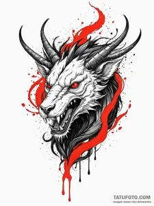 A mythological chimera, breathing a torrent o... - эскиз тату (№1752105180_0, 09.07.2025 23:53) — Tatufoto.com