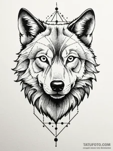 A portrait of a wolf, its face is half skull,... - эскиз тату (№1752105598_0, 09.07.2025 23:59) — Tatufoto.com
