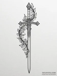 A beautiful, ornate scimitar, its curve is el... - эскиз тату (№1752105682_0, 10.07.2025 00:01) — Tatufoto.com