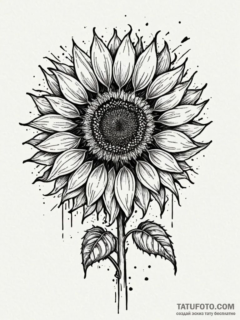 A beautiful, strong sunflower, always turning… — эскиз тату (№1752105933_0, 10.07.2025 00:05) — Tatufoto.com