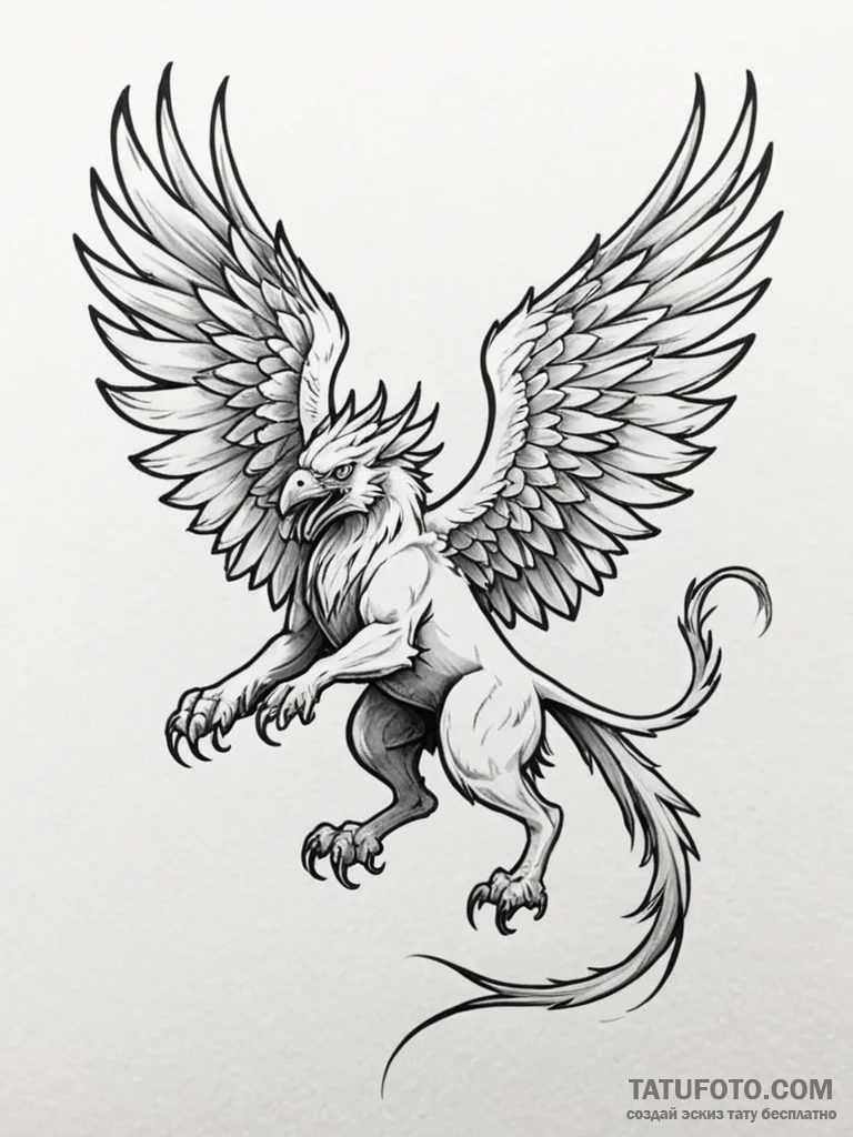 A beautiful, but fierce griffin, its talons s... - эскиз тату (№1752106017_0, 10.07.2025 00:06) — Tatufoto.com