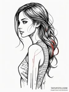 A girl whose body is covered in the words of... - эскиз тату (№1752106184_0, 10.07.2025 00:09) — Tatufoto.com