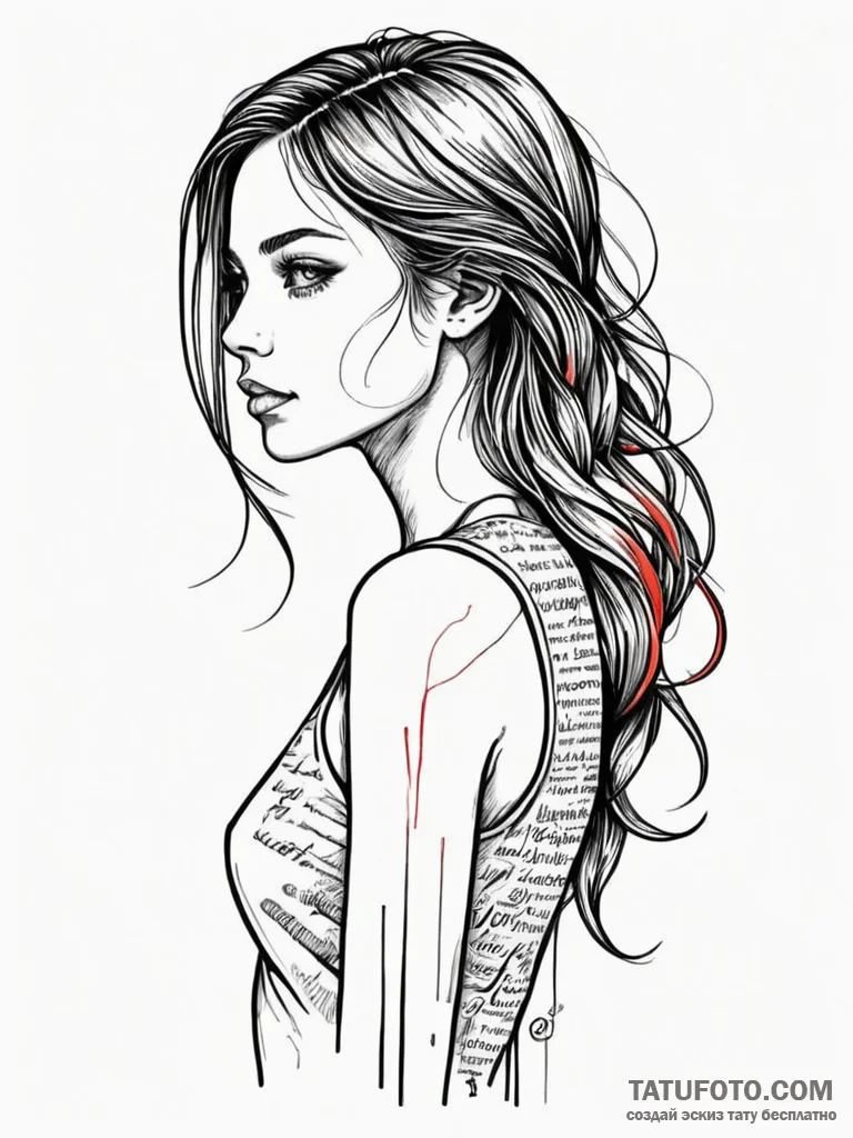 A girl whose body is covered in the words of... - эскиз тату (№1752106184_0, 10.07.2025 00:09) — Tatufoto.com