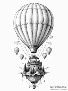 A hot air balloon, its balloon is a beautiful... - эскиз тату (№1752106352_0, 10.07.2025 00:12) — Tatufoto.com