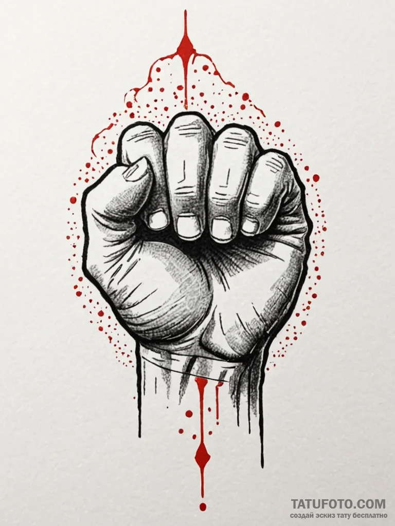 A clenched fist, made of fractured, cracking… — эскиз тату (№1752106860_0, 10.07.2025 00:21) — Tatufoto.com