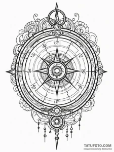 A beautiful, ornate astrolabe, a tool for mea... - эскиз тату (№1752107027_0, 10.07.2025 00:23) — Tatufoto.com