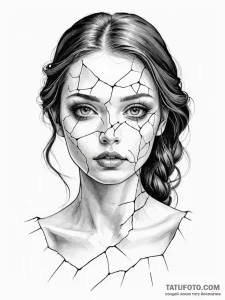 A beautiful woman whose skin is like a cracke... - эскиз тату (№1752107111_0, 10.07.2025 00:25) — Tatufoto.com