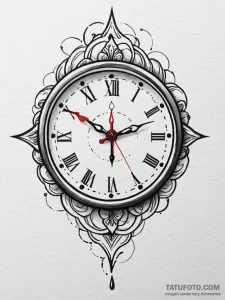 A beautiful, realistic clock, with no hands,... - эскиз тату (№1752107278_0, 10.07.2025 00:27) — Tatufoto.com