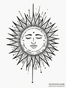 A beautiful, stylized sun, its rays are warm,... - эскиз тату (№1752107361_0, 10.07.2025 00:29) — Tatufoto.com