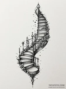 A single, powerful symbol of a staircase, lea... - эскиз тату (№1752107529_0, 10.07.2025 00:32) — Tatufoto.com