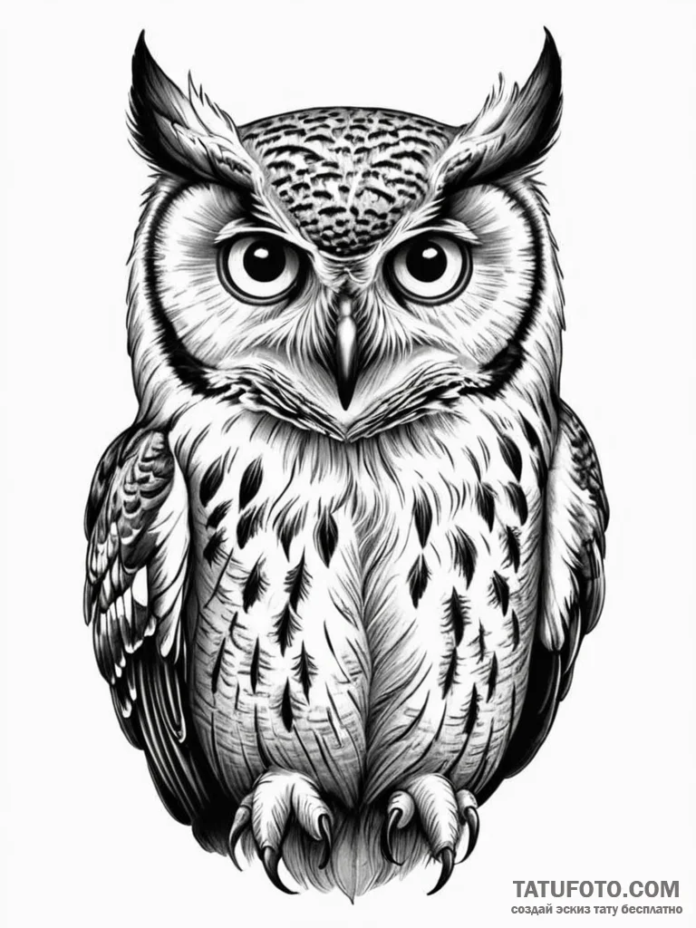 A beautiful, wise old owl, its eyes are full... - эскиз тату (№1752108032_0, 10.07.2025 00:40) — Tatufoto.com