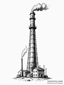 A simple drawing of a factory smokestack, tat... - эскиз тату (№1752108115_0, 10.07.2025 00:41) — Tatufoto.com