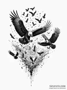 A pack of vultures, circling overhead, artist... - эскиз тату (№1752109033_0, 10.07.2025 00:57) — Tatufoto.com