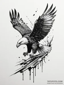 A majestic eagle, its feathers are sharp, met... - эскиз тату (№1752109283_0, 10.07.2025 01:01) — Tatufoto.com