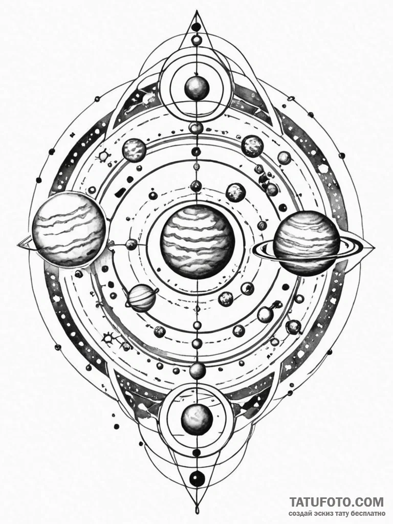 A set of planets, each a beautiful, unique wa... - эскиз тату (№1752109951_0, 10.07.2025 01:12) — Tatufoto.com