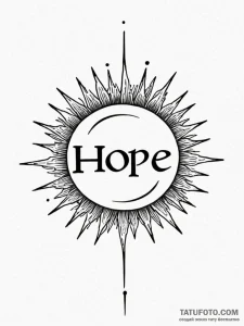 A single, powerful word "hope", with a tiny,... - эскиз тату (№1752110369_0, 10.07.2025 01:19) — Tatufoto.com