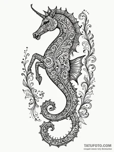 A majestic sea horse, a delicate watercolor p... - эскиз тату (№1752110537_0, 10.07.2025 01:22) — Tatufoto.com