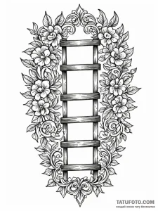 A single, powerful symbol of a ladder, leadin... - эскиз тату (№1752110703_0, 10.07.2025 01:25) — Tatufoto.com