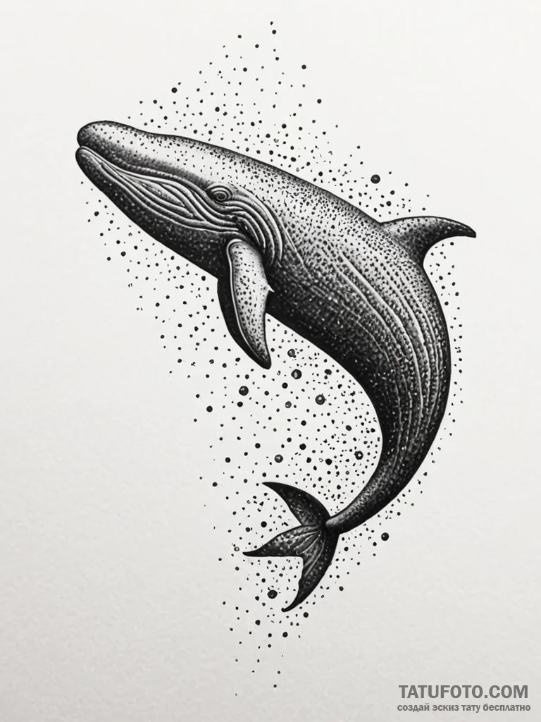 A powerful sperm whale, on its deep dive into… — эскиз тату (№1752111366_0, 10.07.2025 01:36) — Tatufoto.com
