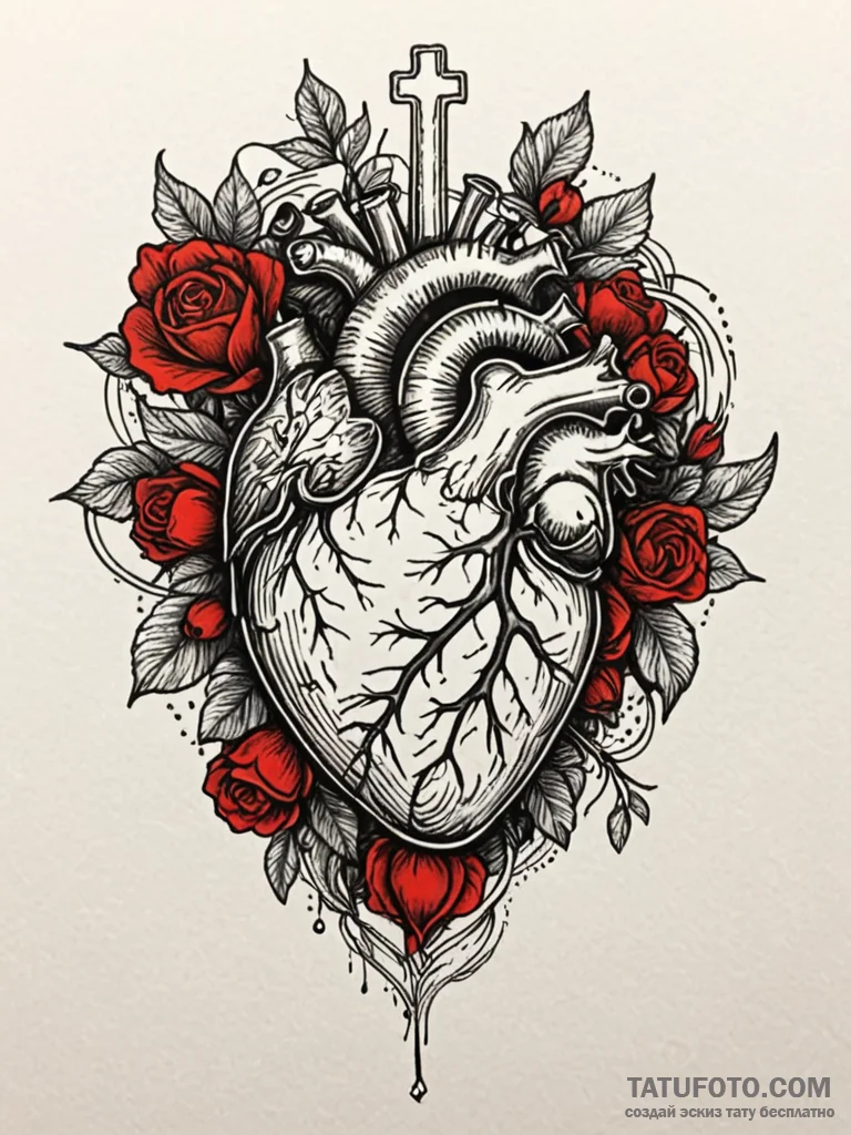 A human heart, with a price tag attached to i... - эскиз тату (№1752111533_0, 10.07.2025 01:38) — Tatufoto.com