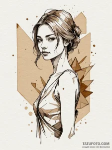A girl whose body is made of folded paper, li... - эскиз тату (№1752112366_0, 10.07.2025 01:52) — Tatufoto.com