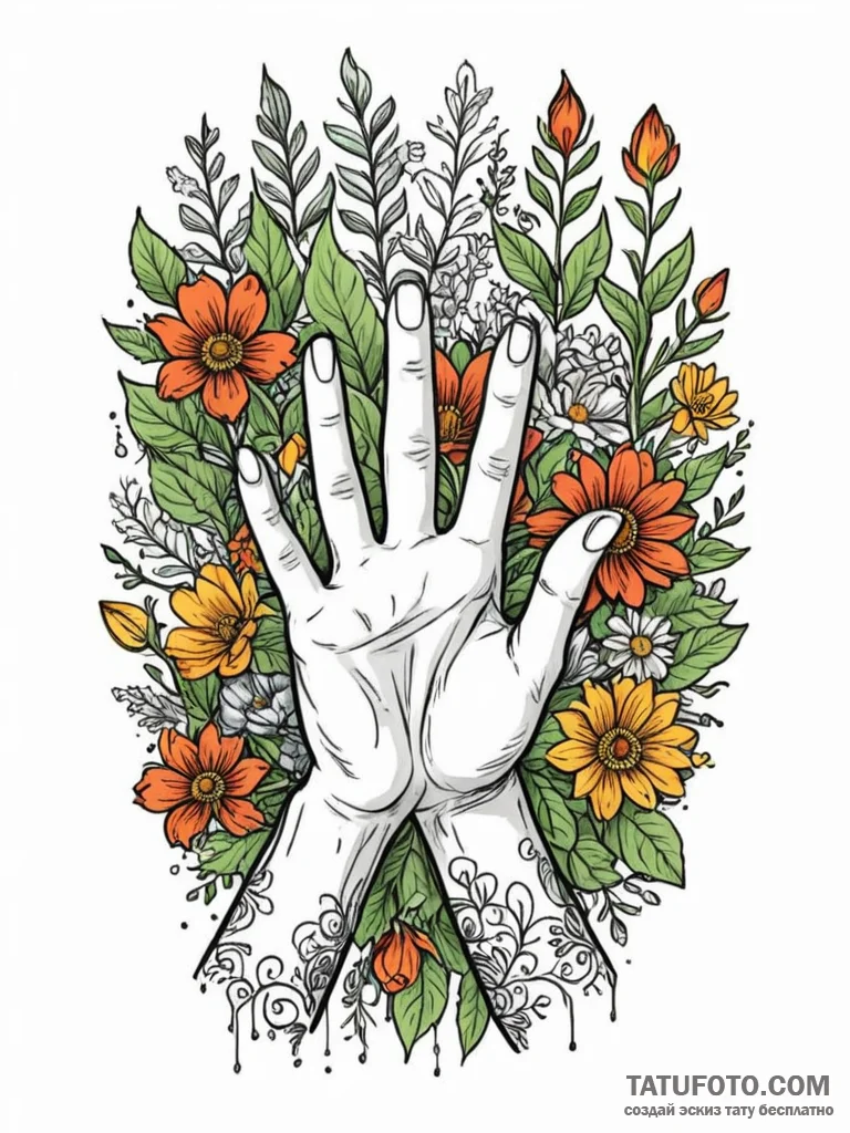 A beautiful, strong community garden, with ma... - эскиз тату (№1752112535_0, 10.07.2025 01:55) — Tatufoto.com