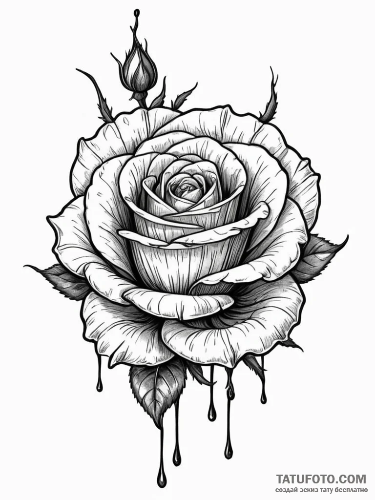 A single, perfect black rose, but its thorns... - эскиз тату (№1752112618_0, 10.07.2025 01:56) — Tatufoto.com