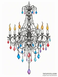 A beautiful, delicate chandelier, hanging fro... - эскиз тату (№1752112952_0, 10.07.2025 02:02) — Tatufoto.com