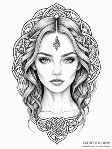 A woman's portrait, her skin is painted with... - эскиз тату (№1752113204_0, 10.07.2025 02:06) — Tatufoto.com