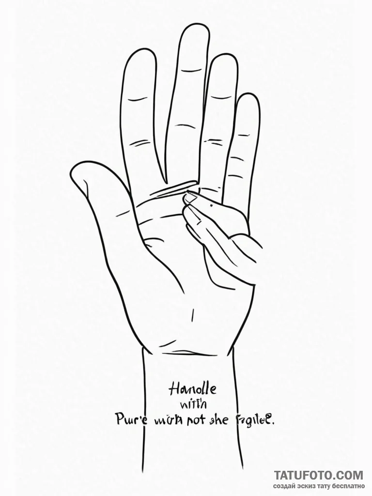 A phrase "handle with care, but she's not fra... - эскиз тату (№1752113541_0, 10.07.2025 02:12) — Tatufoto.com