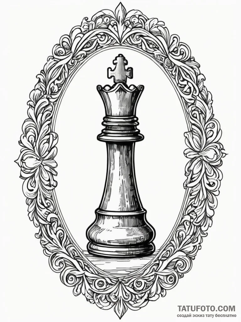 A chess king piece, but it's trampling the ot... - эскиз тату (№1752113707_0, 10.07.2025 02:15) — Tatufoto.com