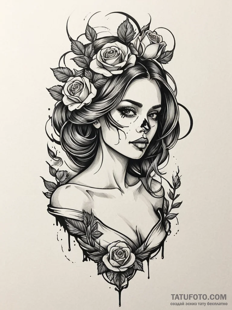 A beautiful woman with her body made of smoke… — эскиз тату (№1752114042_0, 10.07.2025 02:20) — Tatufoto.com